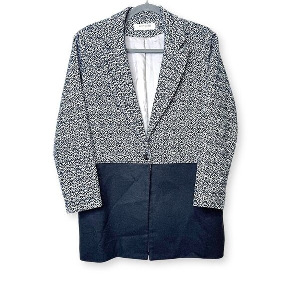 Nicole Bridger Ethically Made Tweed Wool Hemp Blend Color Block Blazer Coat Sz 4 - Picture 1 of 14